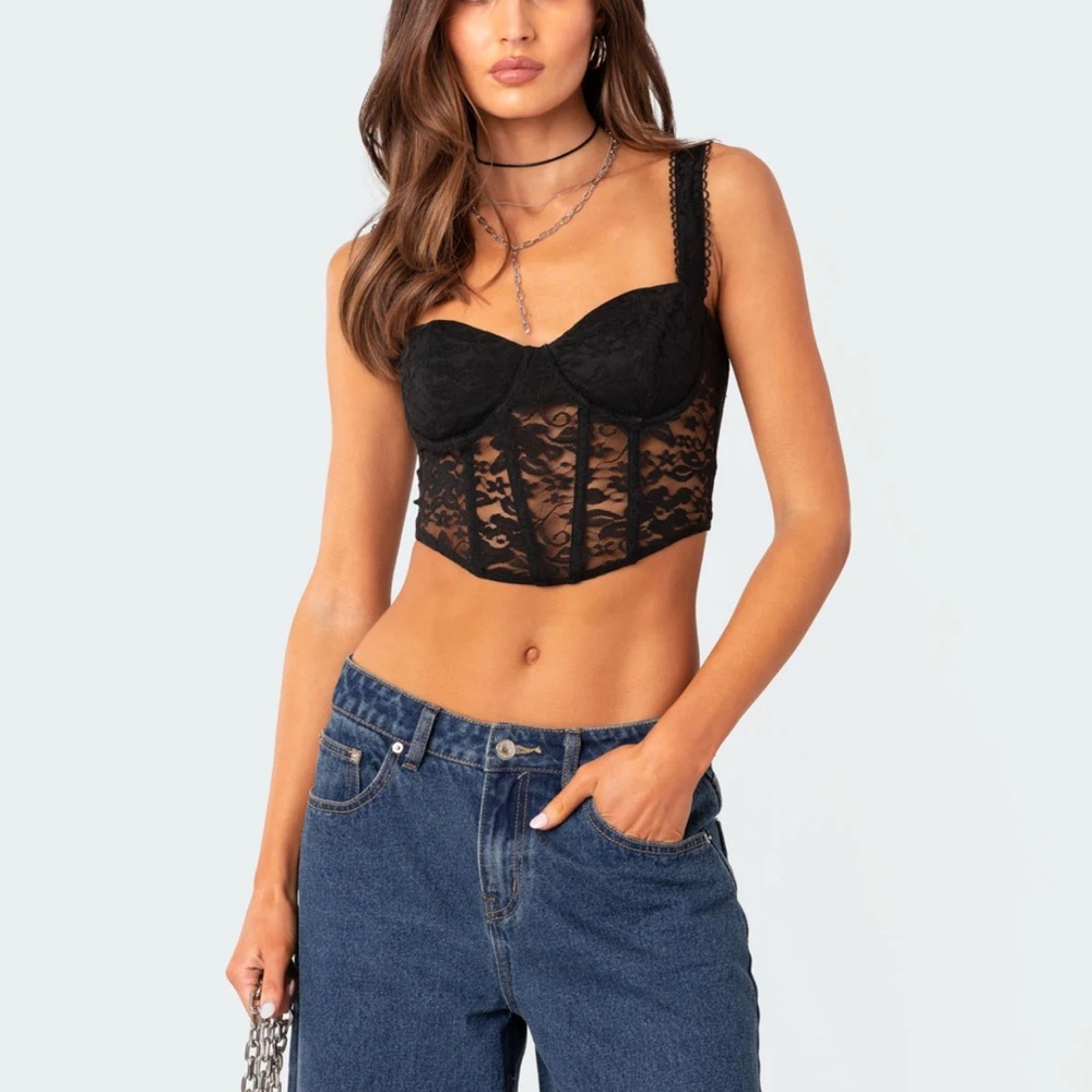 Black lace corset